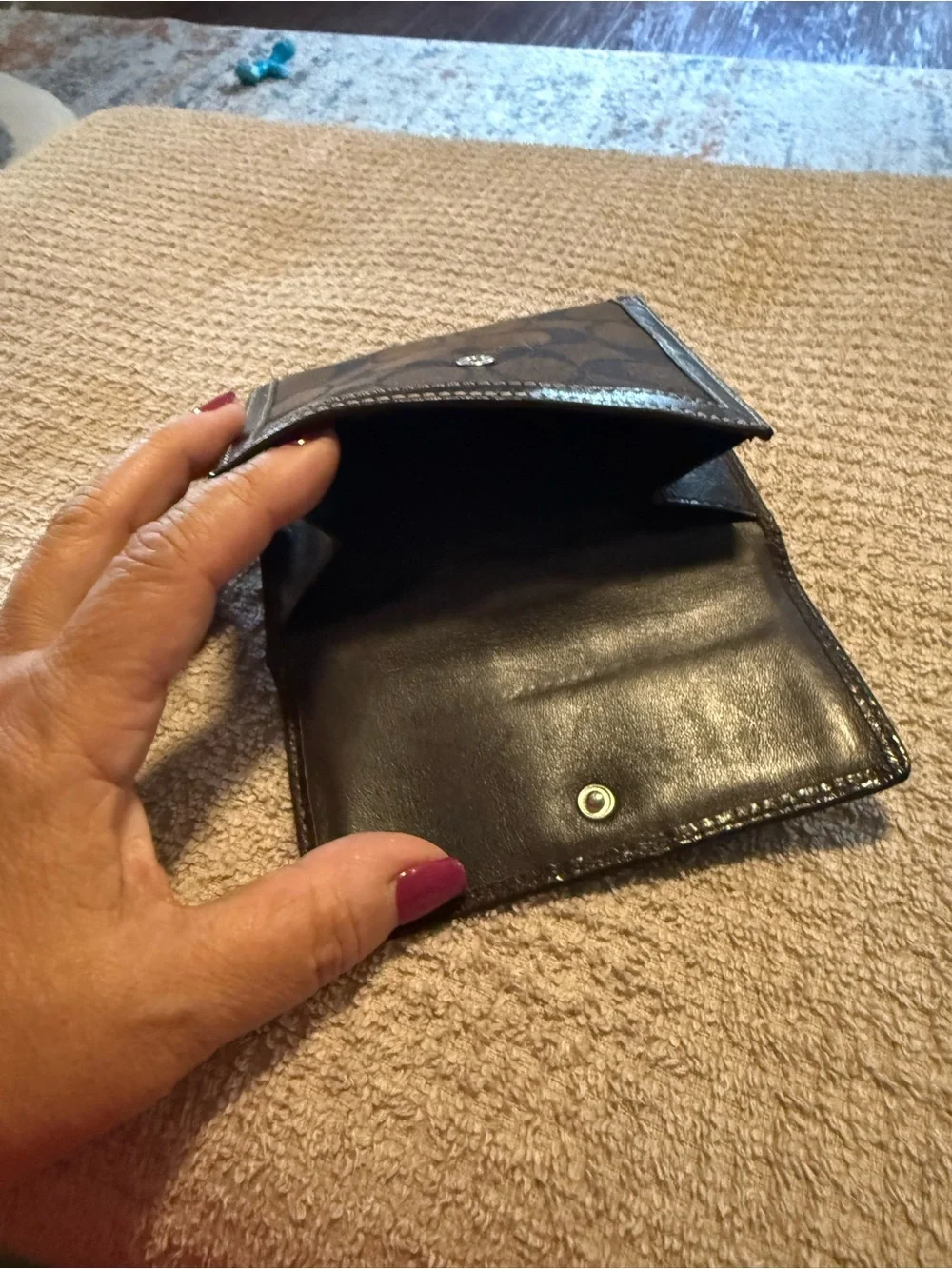 Coach Brown Signature Canvas Compact Wallet